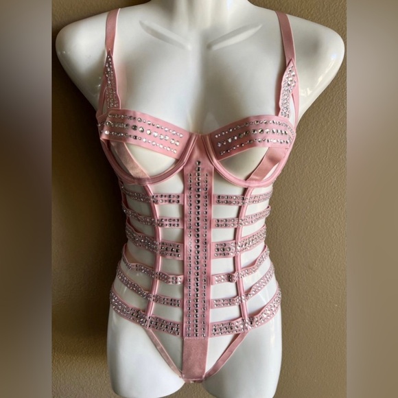 Pink Strappy Lingerie Bodysuit